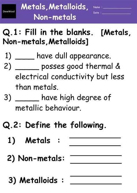 metals nonmetals practice test